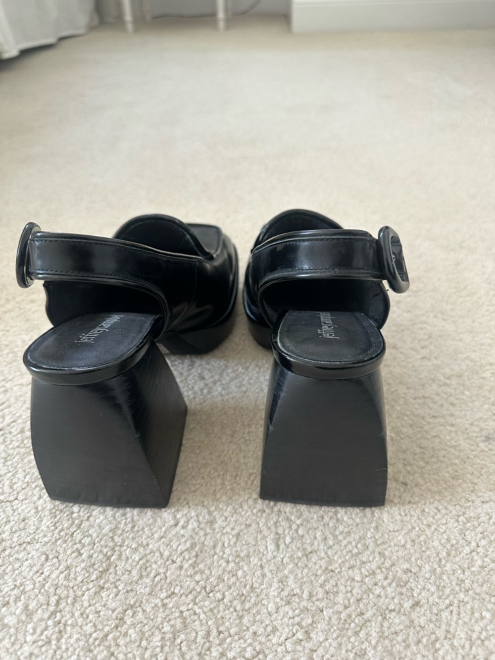 Jeffrey Campbell Black Patent Square-Toe Slingback Mules - Picture 3 of 5